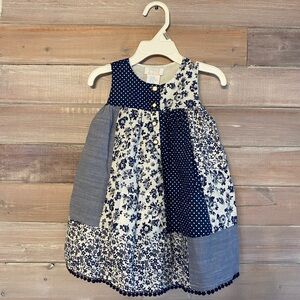 Maggie & Zoe blue white floral patchwork Easter dress size 18 months girls
